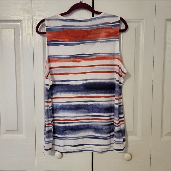 One World Live and Let Live sleeveless red, white, blue striped tee - Picture 5 of 5